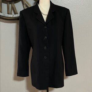 Rena Rowan Vintage 100% Wool Long  Women's Black Blazer